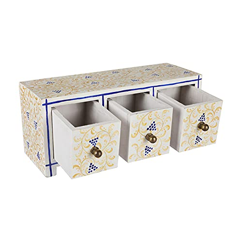 Terosa Wooden Drawers Chest or Trinket Box Snow Gold Tres Std 3 Drawers - Image 1