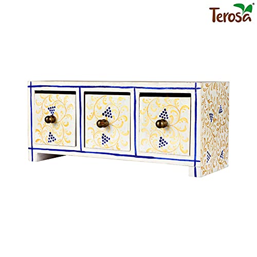 Terosa Wooden Drawers Chest or Trinket Box Snow Gold Tres Std 3 Drawers - Image 4