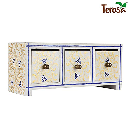 Terosa Wooden Drawers Chest or Trinket Box Snow Gold Tres Std 3 Drawers - Image 3