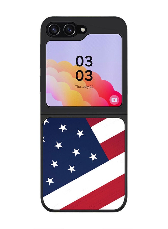 Stylizedd Rugged Black edge case for Samsung Galaxy Z Flip5, Slim fit Soft Case Flexible Rubber Edges Anti Drop TPU Gel Thin Cover -  Flag Of US - Image 1