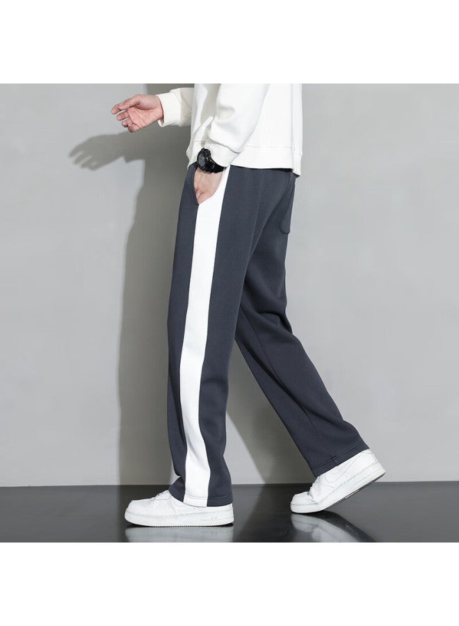 Foss Phil Men's Pants, Spring And Summer, Loose-fitting Striped Casual Trousers, Draping Wide-leg Straight Pants, Men's Clothing, 323 Dark Gray, 4XL - Image 4