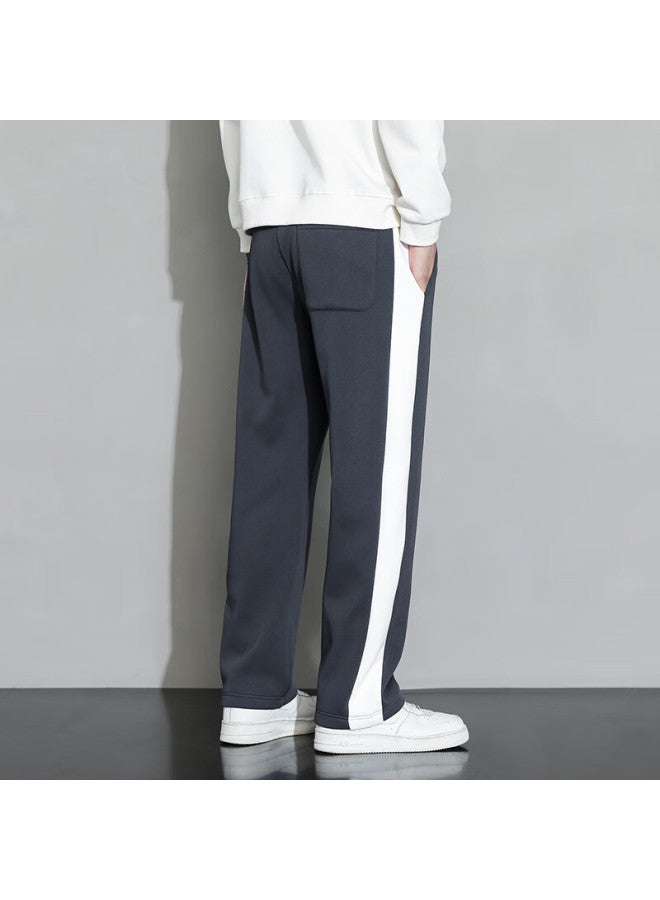 Foss Phil Men's Pants, Spring And Summer, Loose-fitting Striped Casual Trousers, Draping Wide-leg Straight Pants, Men's Clothing, 323 Dark Gray, 4XL - Image 2