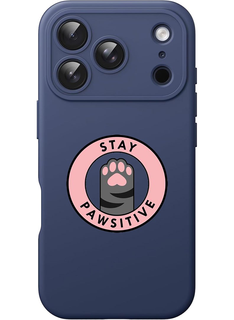 Theodor Protective Slim Fit Case Liquid Silicone Cover with Full Body Protection Anti-Scratch Shockproof Case For Apple iPhone 17 Pro (Blue) Stay Pawsitive 1 - Image 1