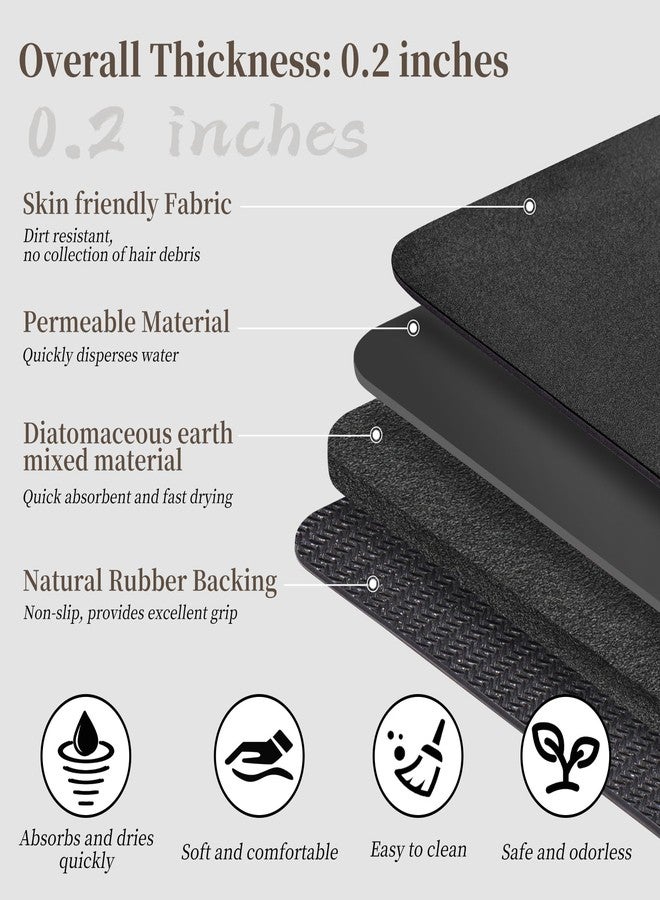 Earcu Dark Grey Bath Mat Set 2 Piece - Quick Dry Super Absorbent Diatomaceous Earth Bathroom Rug With Rubber Backing Non-Slip for Shower Floor, 47x17 + 24x17 - Image 4