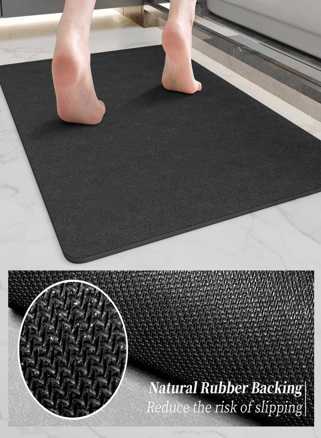 Earcu Dark Grey Bath Mat Set 2 Piece - Quick Dry Super Absorbent Diatomaceous Earth Bathroom Rug With Rubber Backing Non-Slip for Shower Floor, 47x17 + 24x17 - Image 3