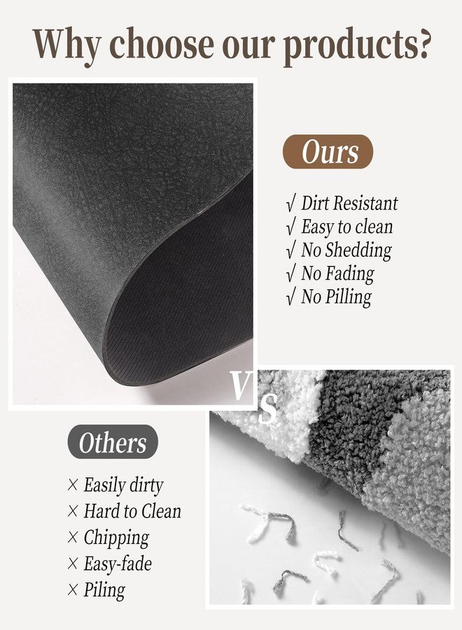 Earcu Dark Grey Bath Mat Set 2 Piece - Quick Dry Super Absorbent Diatomaceous Earth Bathroom Rug With Rubber Backing Non-Slip for Shower Floor, 47x17 + 24x17 - Image 5