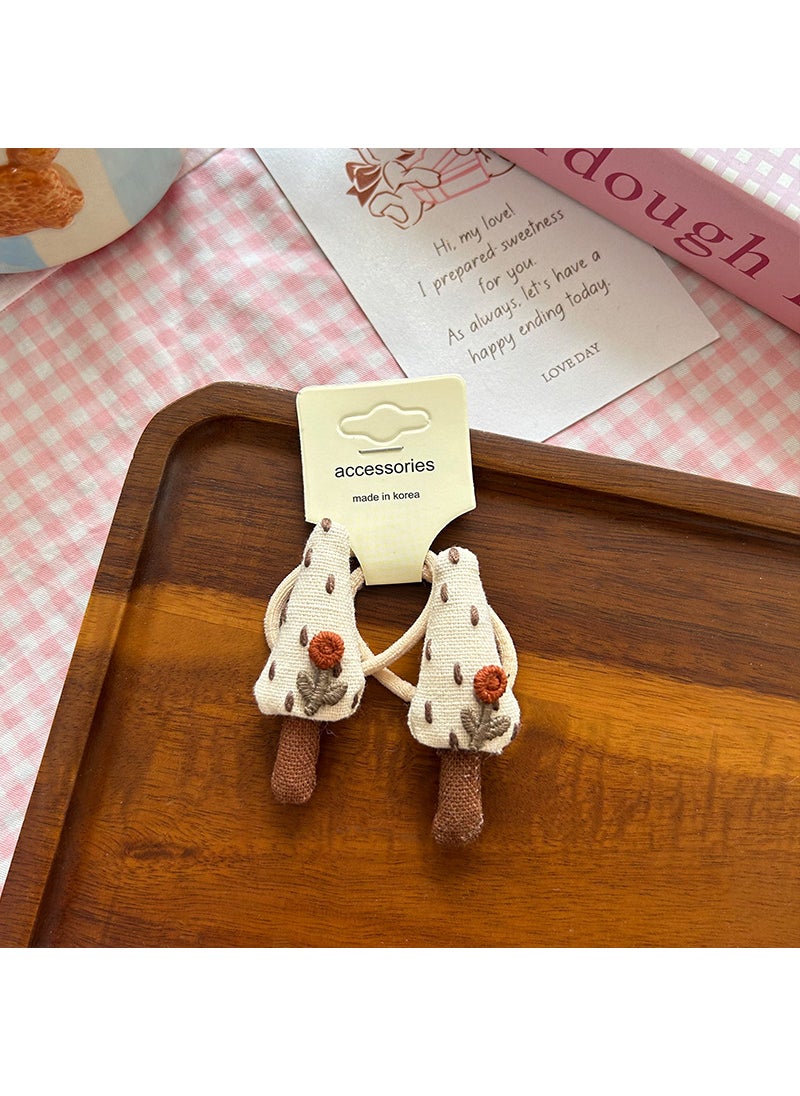 Generic Korean Style Cotton Ribbit Hair Accessories New Arrival Early Autumn SweetBaby Headband Cute Mushroom Childrens Hair Ties 【3】beige mushroom hair tie 