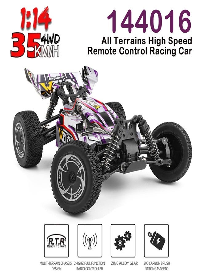 GoolRC سيارة GoolRC WLtoys 144016 RC، سيارة تحكم عن بعد مقياس 1/14، سيارة سباق RC عالية السرعة 4WD بسرعة 35 كم/س، سيارة درفت باجي على الطرق الوعرة لجميع التضاريس بتردد 2.4GHz مع بطاريتين للبالغين - Image 2
