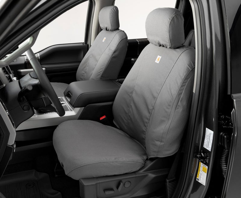 Covercraft Carhartt SeatSaver Custom Seat Covers Fits 20152018 Ford F150 excludes Raptor 1st Row Bucket Seats Duck Weave Gravel