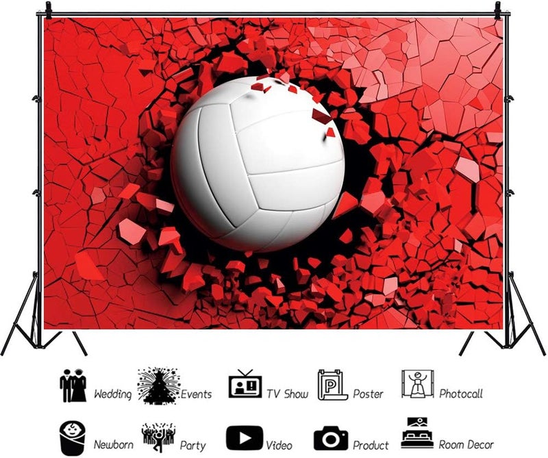 YongFoto يونغ فوتو 7x5 قدم خلفية تصوير تجريدية بيضاء لكرة الطائرة جدار مكسور أحمر خلفية حفلة كرة الطائرة زينة حفلة عيد ميلاد لافتة طاولة كعكة بطولة منافسة استوديوهات التصوير - Image 2