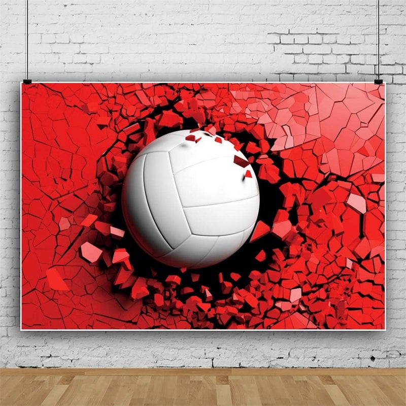 YongFoto يونغ فوتو 7x5 قدم خلفية تصوير تجريدية بيضاء لكرة الطائرة جدار مكسور أحمر خلفية حفلة كرة الطائرة زينة حفلة عيد ميلاد لافتة طاولة كعكة بطولة منافسة استوديوهات التصوير - Image 3