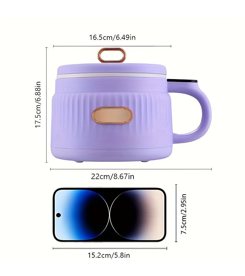 Purple 1.6L Multifunctional Electric Cooking Pot With Timer And Heat Preservation - Image 1