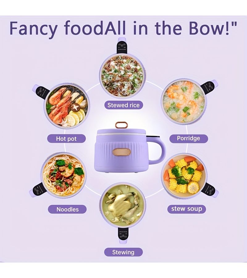 Purple 1.6L Multifunctional Electric Cooking Pot With Timer And Heat Preservation - Image 3