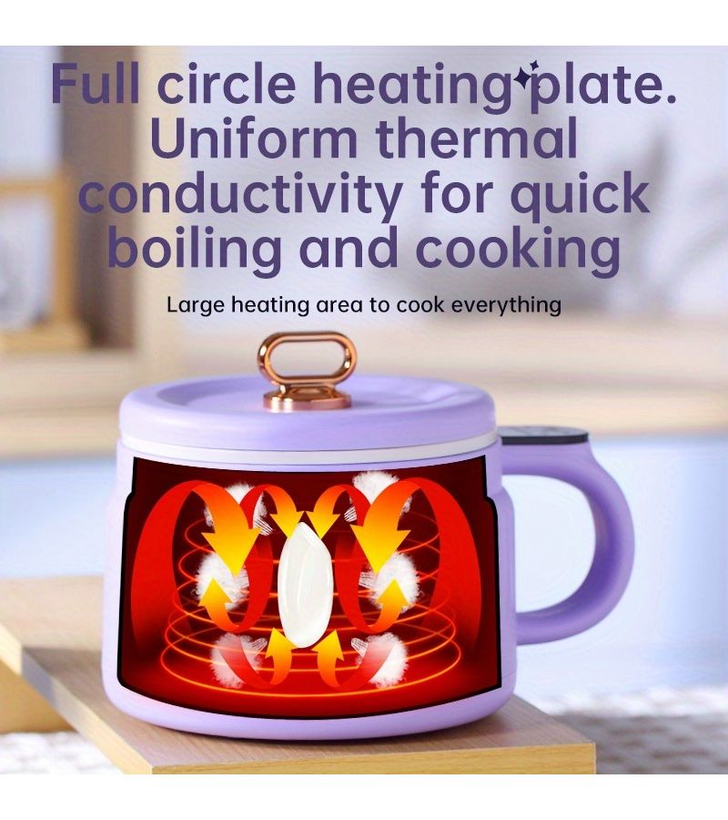 Purple 1.6L Multifunctional Electric Cooking Pot With Timer And Heat Preservation - Image 2