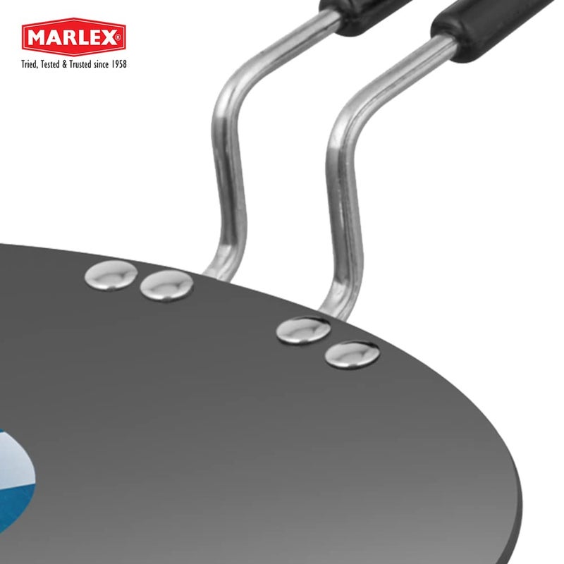 Marlex Marlex Hard-Anodized Aluminium Tawa, 25 cm, Black, 1 Piece - Image 4