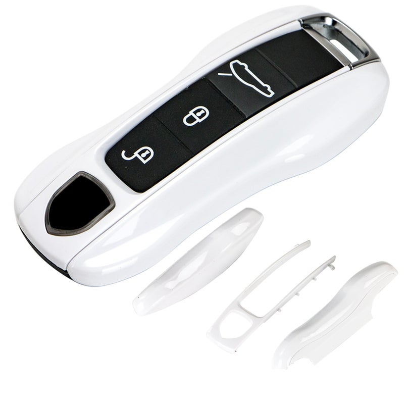 AeroBon 3Piece Painted Key Fob Cover Compatible with Porsche Key Cover Key Shell MK2 White - Image 3