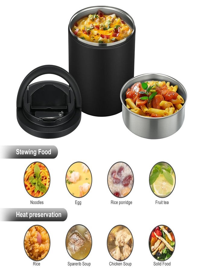 MoreFeel 40oz Insulated Food Jar with Folding Spoon,Black - Image 2