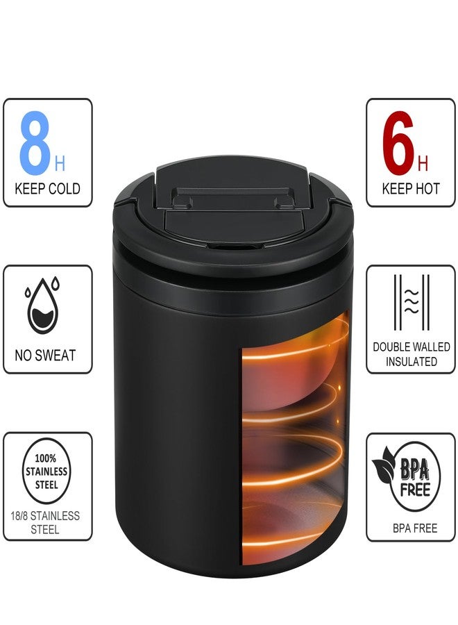 MoreFeel 40oz Insulated Food Jar with Folding Spoon,Black - Image 5