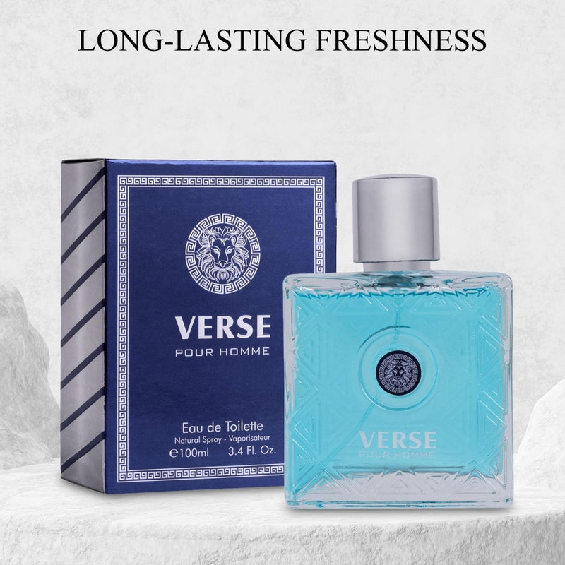 NovoGlow Verse Pour Homme Eau De Parfum Spray for Men Long Lasting Citrusy Floral & Masculine Fragrance Smell Fresh All Day Long Gift for Men for All Occasions - Image 4