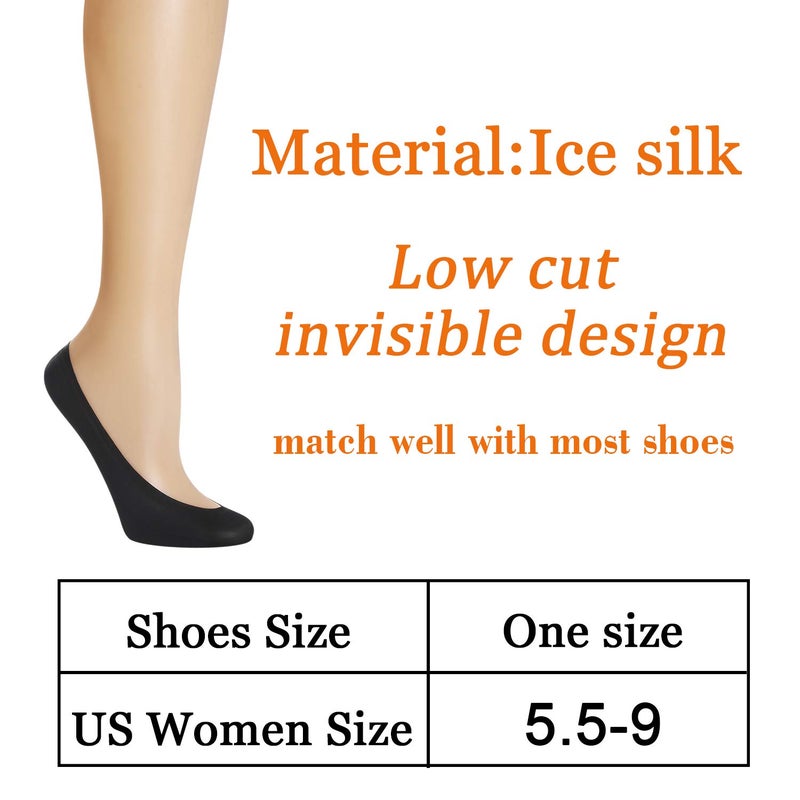Double Couple 8 Pairs No Show Socks for Women - Low Cut, Non Slip Thin Liner for Flats (8 Black) - Image 3