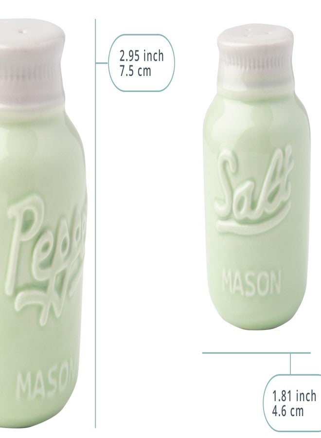 Comfify Mason Jar Salt & Pepper Shakers - Aqua Green Rustic Ceramic Kitchen Decor, Great for Farmhouse or Shabby Chic Homes - Image 2