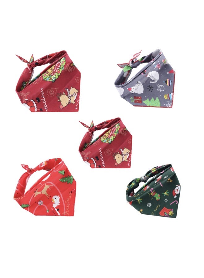 أوشحة رأس للكلاب في عيد الميلاد - 5 قطع من أوشحة رأس للكلاب في الأعياد، مناسبة للأولاد والبنات، أوشحة مثلثة ناعمة قابلة للعكس ومرايل، أوشحة رأس للحيوانات الأليفة في عيد الميلاد، هدية مثالية للجراء والقطط الصغيرة والمتوسطة والكبيرة. - Image 1