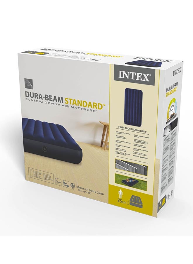 INTEX Twin Dura-Beam Series Classic Downy Airbed Combination With a Built-in Foot Pump combination Blue 99x191x25cm - Image 2