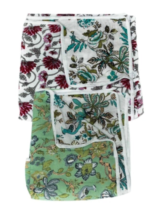 ecotattva Baby reversible quilts khadi cotton blood green flora - Image 1