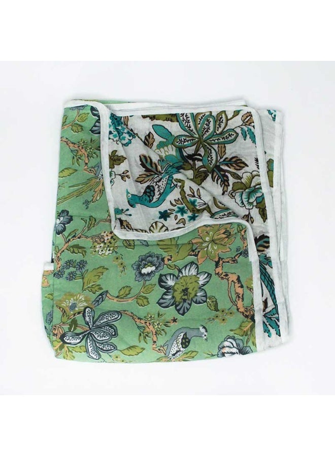 ecotattva Baby reversible quilts khadi cotton blood green flora - Image 4