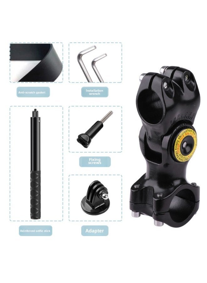 Generic Suitable For Insta360onex2/x3 Motorcycle Bracket Mountain Bike Handlebar Upgrade Follow-up Fixing Bracket-Color:Upgrade Pipe Clamp + Selfie Stick + Adapter + Screw  - Image 1