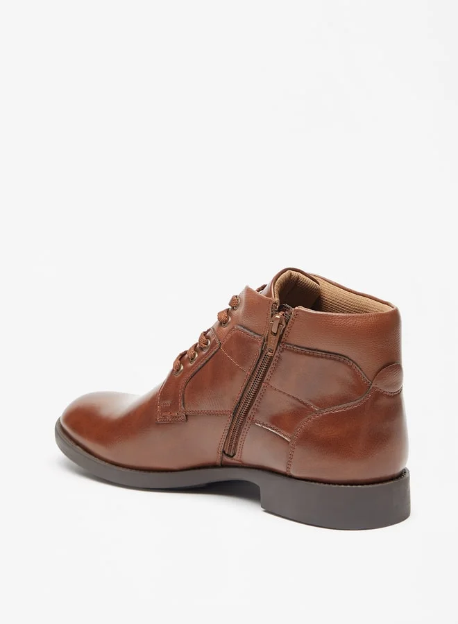 ل ب ل Men Solid Chukka Boots with Zip Closure