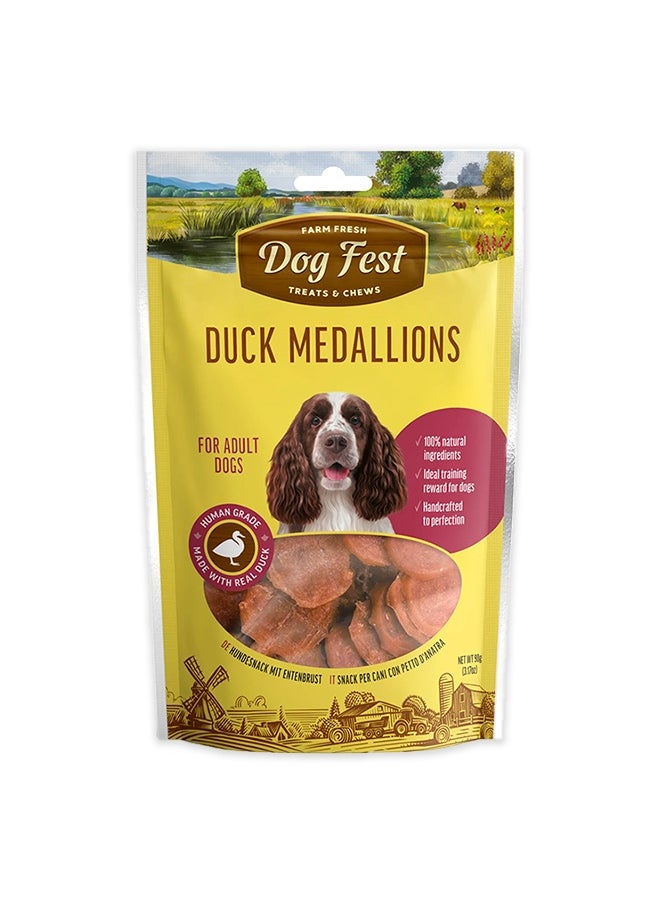 Dog Fest Duck Medallions For Adult Dogs - 90G  - Image 1