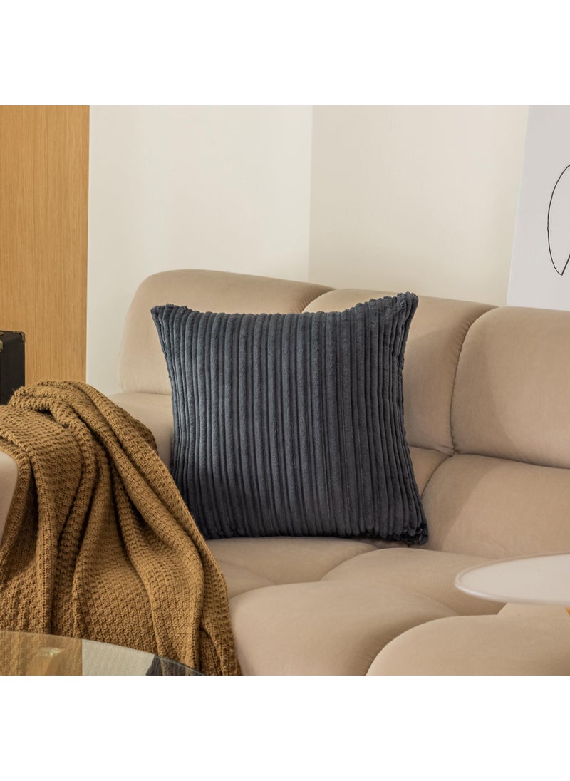 K KEVIN TEXTILE Kevin Textile Pack of 2 Corduroy Soft Soild Decorative Square Throw Pillow Covers Set Cushion Cases Pillowcases for Christmas Sofa Bedroom Car 26 x 26 Inch 66 x 66 Cm Dark Grey  - Image 4