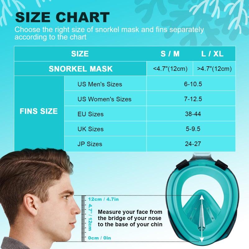 Odoland Snorkeling Packages, Full Face Snorkel Mask for Adults & Youth with Camera Mount, Adjustable Swim Fins, Anti-Fog Anti-Leak Diving Gear for Men Women Teens, Black, S/M - Image 4
