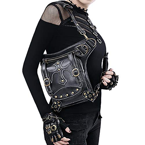 Rullar Halloween Women Punk Hiking Fanny Pack Waist Bag Military Tactical Drop Leg Arm Thigh Holster Bags Purse Outdoor Bike Motorcycle Cycling Pack Utility Backpack Pouch Shoulder Bag Black - Image 1