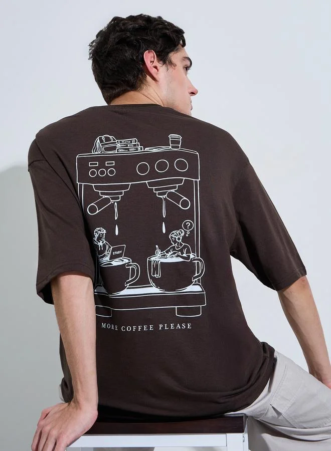 ستايلي Black Graphic Print Oversized T-Shirt