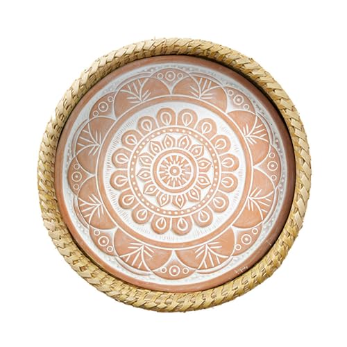 Better World Bio Bread Basket with Terracotta Warmer, Bread Basket for Serving, Sized 11.5" w x 11.5" l x 3.5" h, Indian Inspired Mandala Design - Image 1