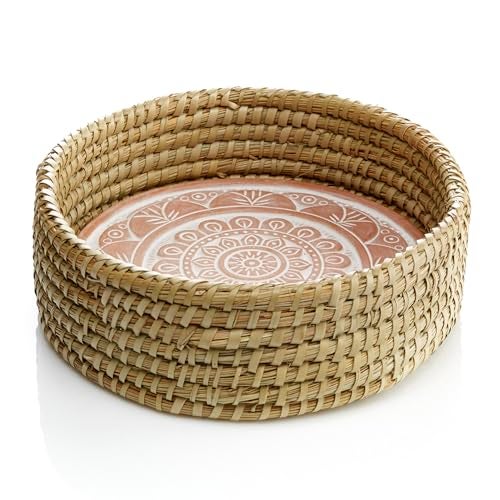 Better World Bio Bread Basket with Terracotta Warmer, Bread Basket for Serving, Sized 11.5" w x 11.5" l x 3.5" h, Indian Inspired Mandala Design - Image 4