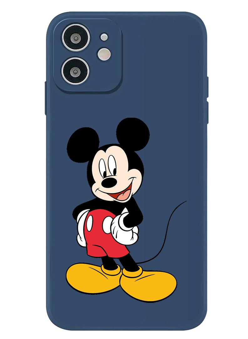 Theodor Protective Slim Fit Case Liquid Silicone Cover with Full Body Protection Anti-Scratch Shockproof Case For iPhone 12 Blue  - Mickey mouse2 - Image 1