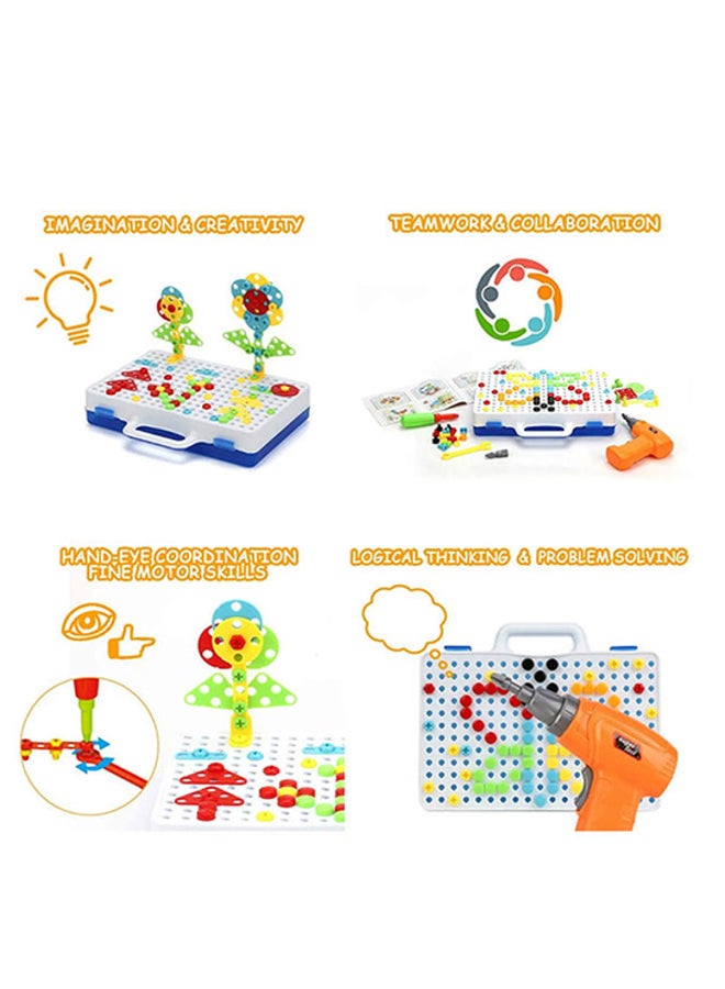 لعبة بناء أحجية قطع تركيب تعليمية بتصميم مثقاب. 31.2 x 24.9 x 6.7 cmسم - Image 3