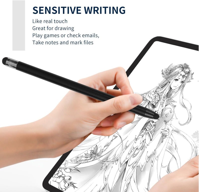 DOITOOL 2 قطعة قلم لمس سعوي مزدوج الرأس للهواتف والأجهزة اللوحية، متوافق عالميًا مع iPad، رمادي داكن وفضي - Image 3
