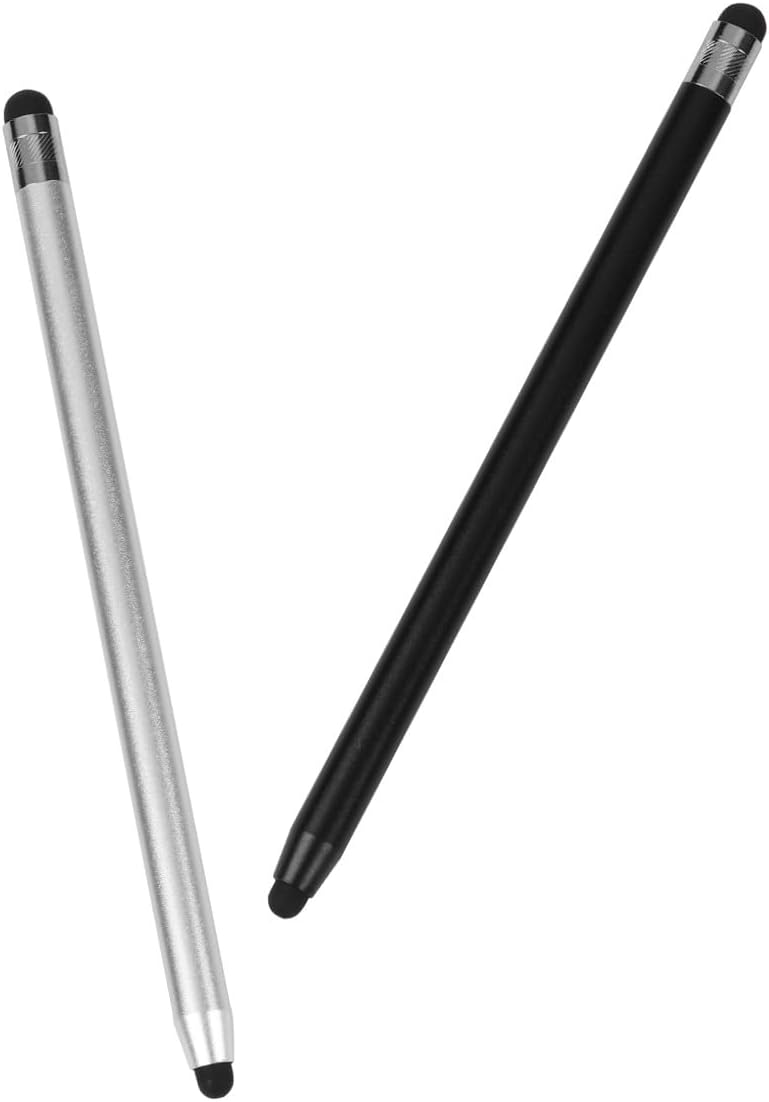 DOITOOL 2 قطعة قلم لمس سعوي مزدوج الرأس للهواتف والأجهزة اللوحية، متوافق عالميًا مع iPad، رمادي داكن وفضي - Image 1