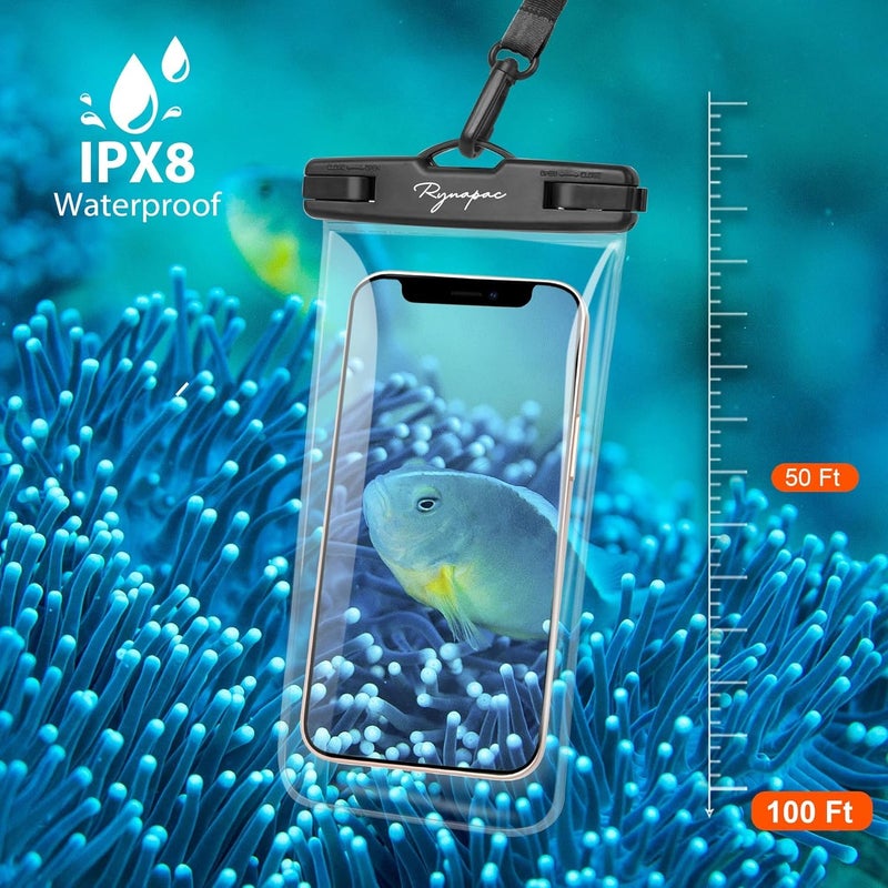 TARAVEE Waterproof Phone Pouch, IPX8 Universal Waterproof Phone Case Dry Bag with Lanyard for iPhone 14 13 12 11 Pro Max XR X XS SE 8 Plus Samsung S23 S22 Ultra S21 S10 S9 up to 7" (Black + Blue) - Image 5