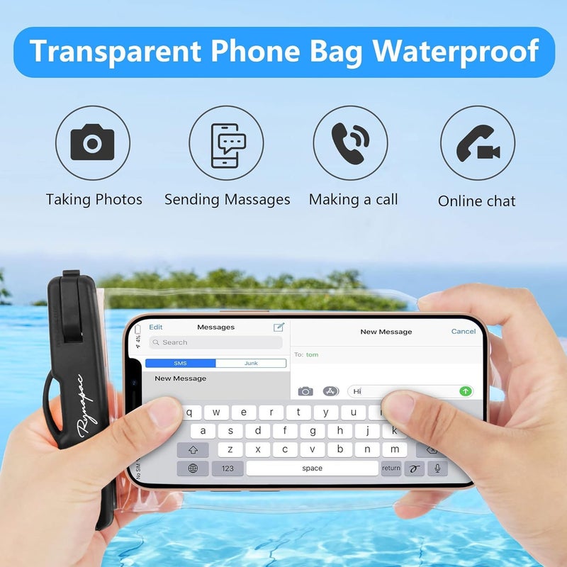 TARAVEE Waterproof Phone Pouch, IPX8 Universal Waterproof Phone Case Dry Bag with Lanyard for iPhone 14 13 12 11 Pro Max XR X XS SE 8 Plus Samsung S23 S22 Ultra S21 S10 S9 up to 7" (Black + Blue) - Image 2