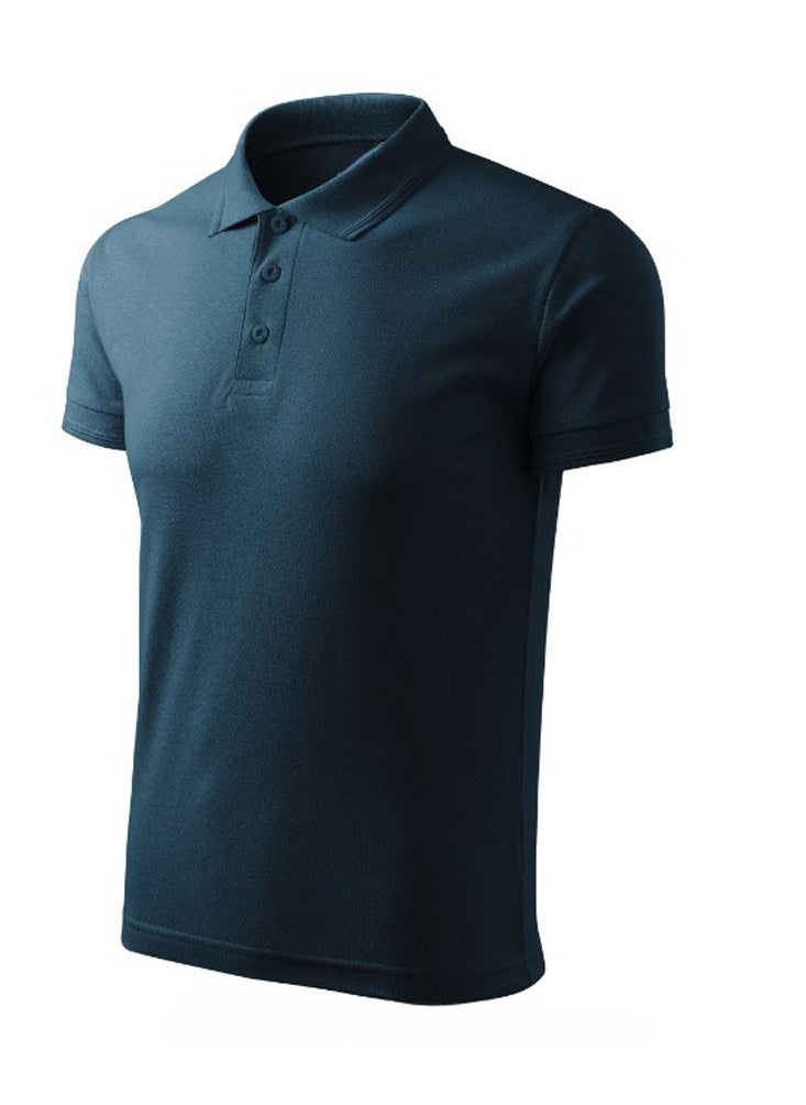 PRINTSHOP4ME Basic Adult Unisex Polo Short Sleeve Tshirt 220 GSM Navy Blue  - Image 5