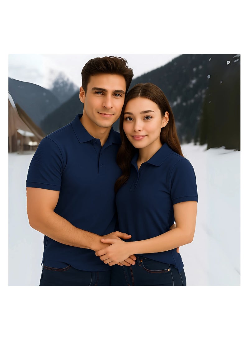 PRINTSHOP4ME Basic Adult Unisex Polo Short Sleeve Tshirt 220 GSM Navy Blue - Image 3