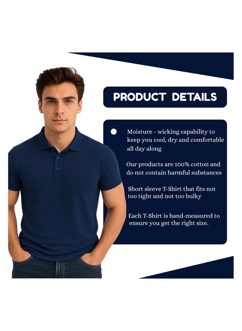 PRINTSHOP4ME Basic Adult Unisex Polo Short Sleeve Tshirt 220 GSM Navy Blue - Image 4