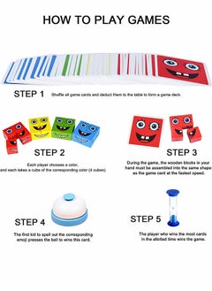 GROIC Wooden Expression Blocks, Face Changing Cube Blocks Matching Game, Educational Montessori Toys, Board Game Brain Teaser Puzzles, Geometric Educational Toys  - Image 2