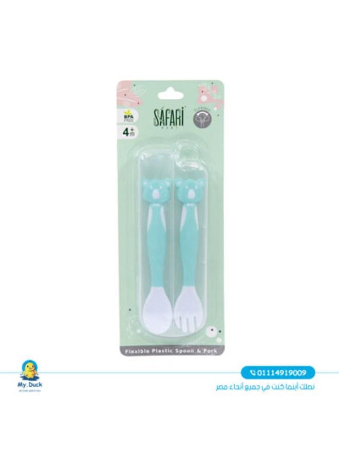 Safari Bendable Fork and Spoon / Mint Green / +4 