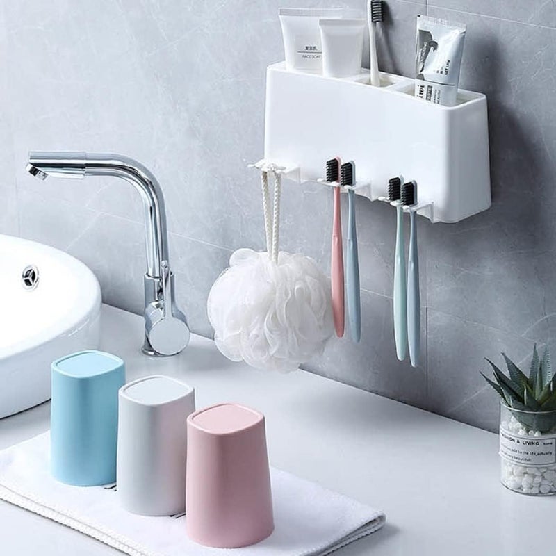 KRUPAVI KRUPAVI Toothbrush Holder Wall Mountable Durable and Stable Plastic Storage Rack with 3 Slots for Keeping Toothpaste, Comb, Cream, Lotion & soap Home and Office - Image 4